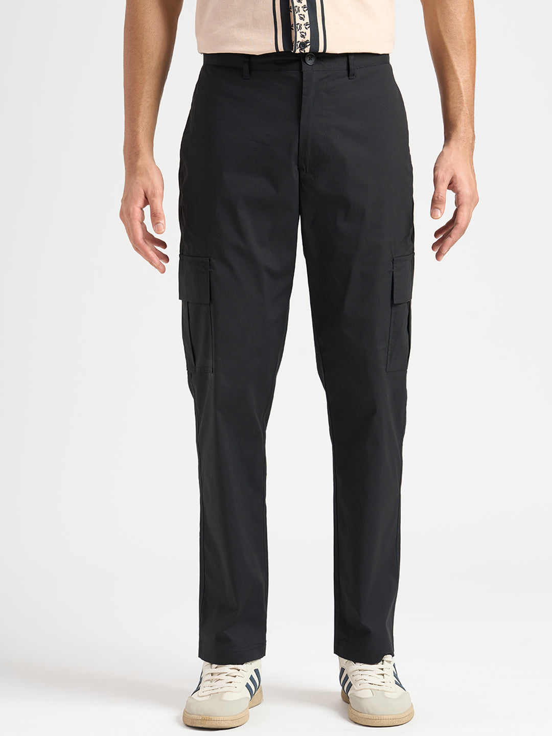 Cotton Regular Fit Cargos - Black