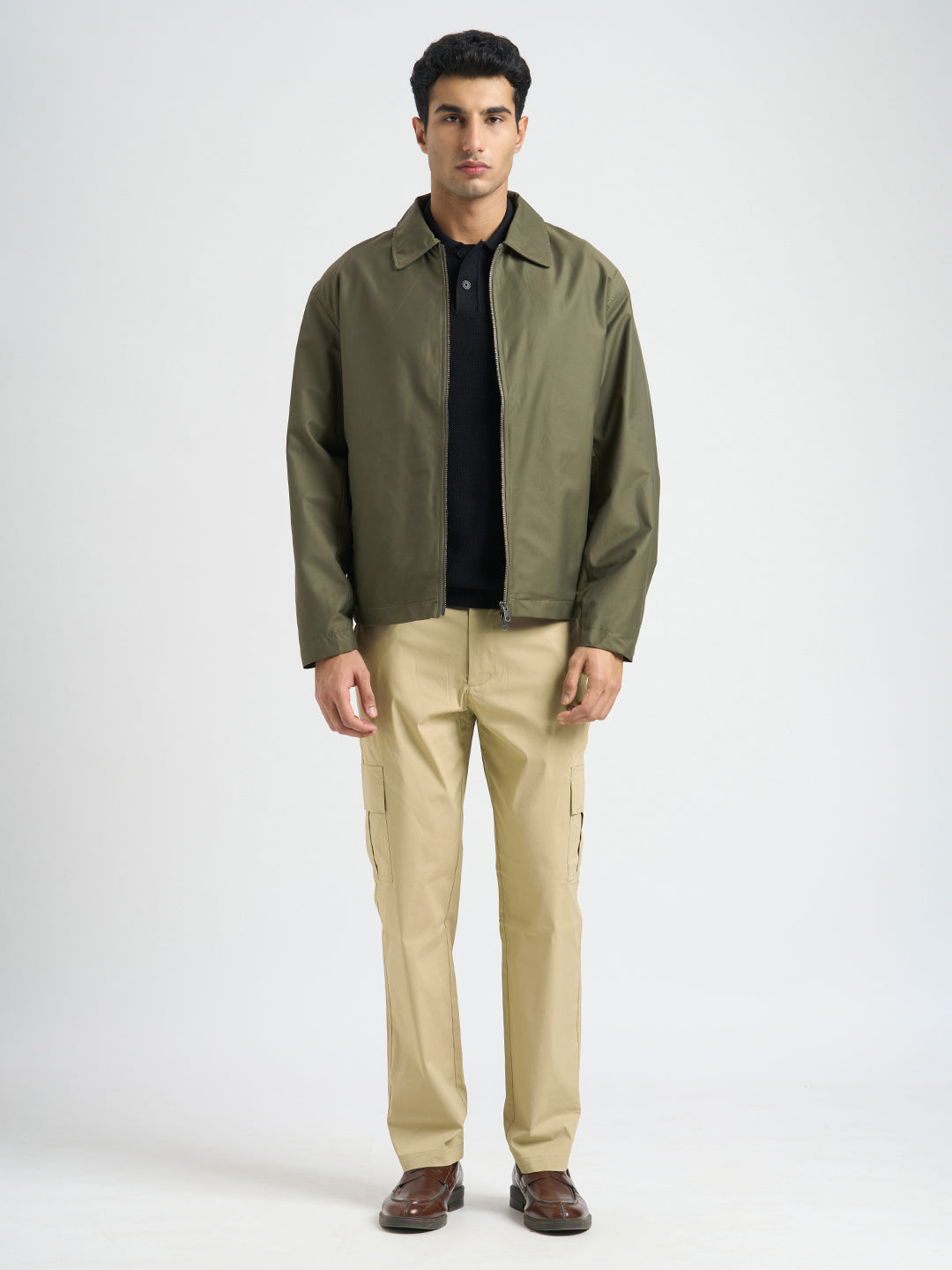 Cotton Regular Fit Cargo Pants - Beige