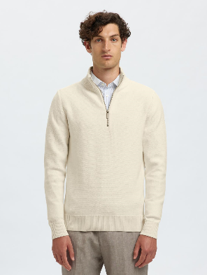 Half-Zip Organic Cotton Pullover - Off-White