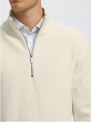Half-Zip Organic Cotton Pullover - Off-White