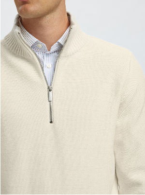 Half-Zip Organic Cotton Pullover - Off-White