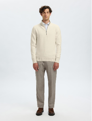 Half-Zip Organic Cotton Pullover - Off-White