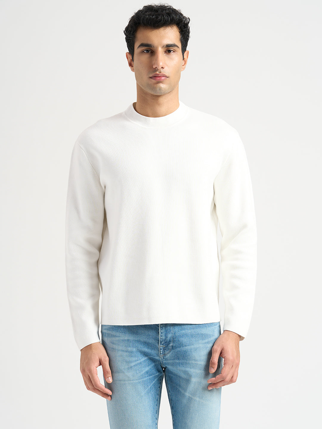 Mock Neck Light Knit Off-White - Main Image