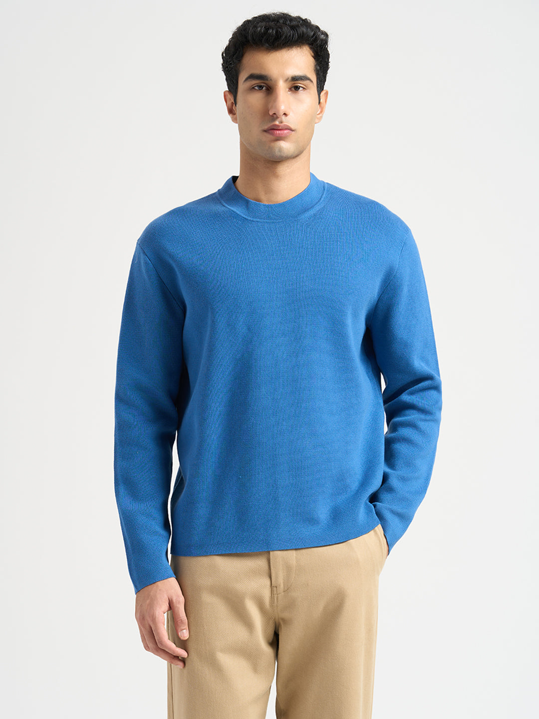 Mock Neck Light Knit - Blue