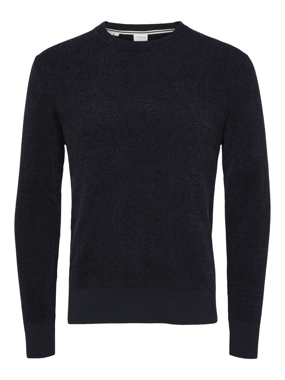 Crew Neck Knitted Pullover - Blue