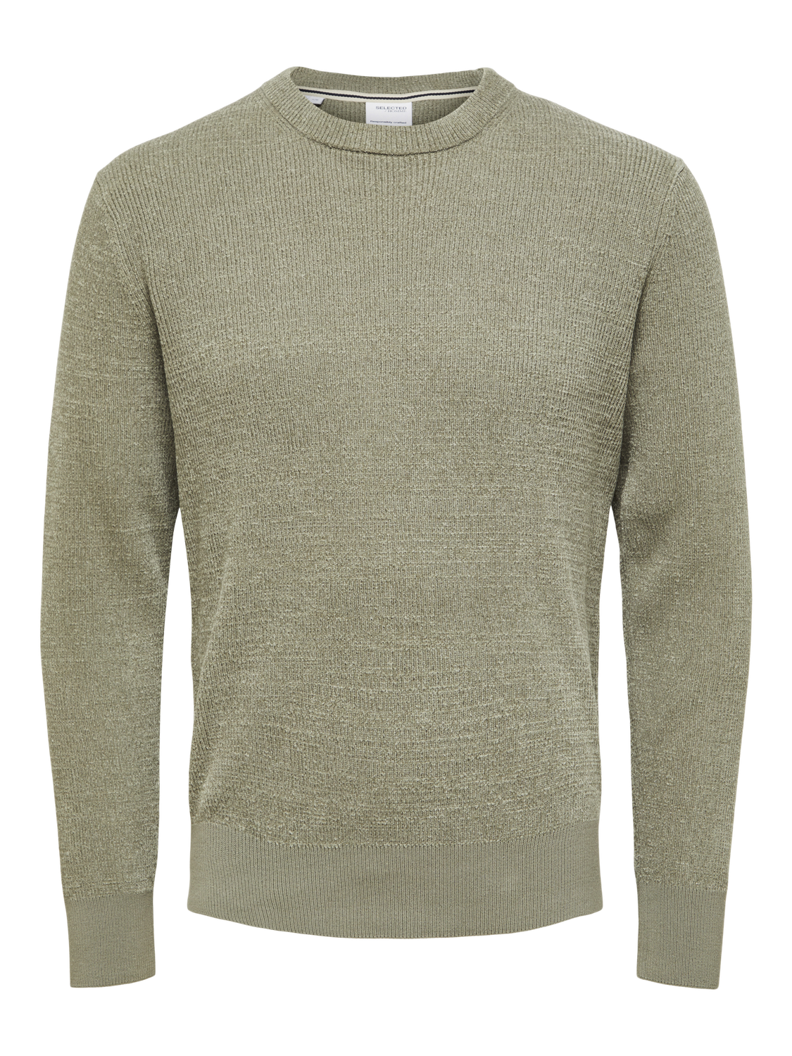 Crew Neck Knitted Pullover - Green