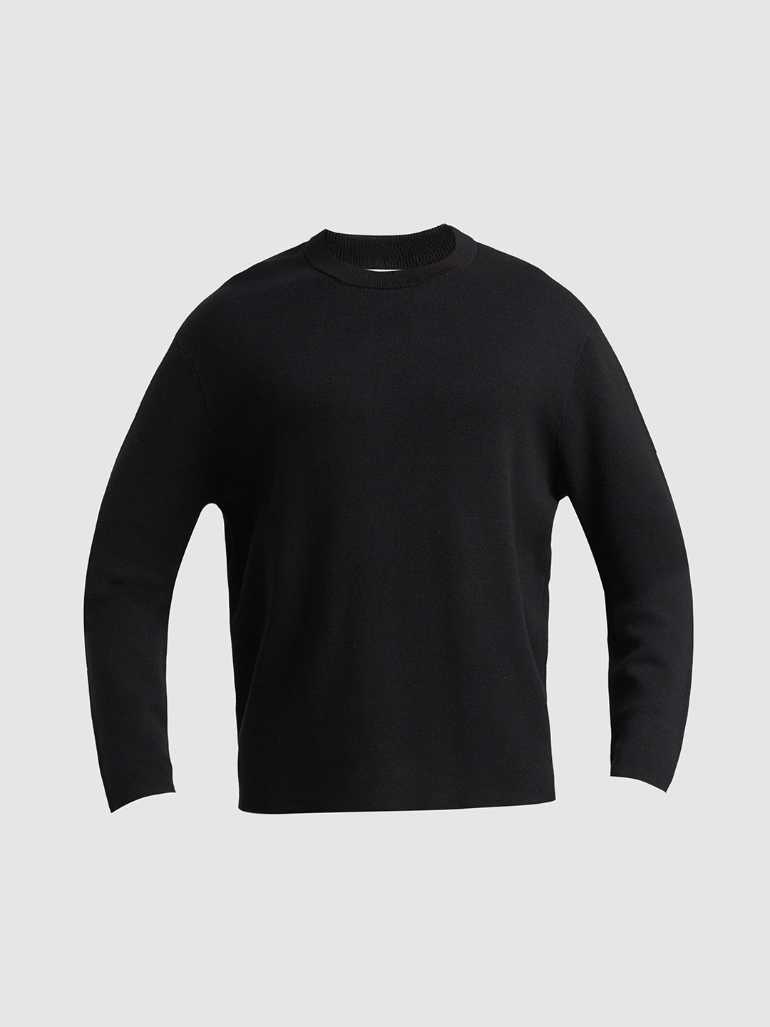Solid Knitted Pullover - Black