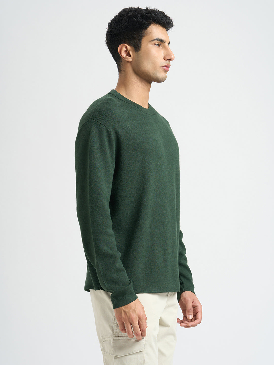 Solid Knitted Pullover - Green
