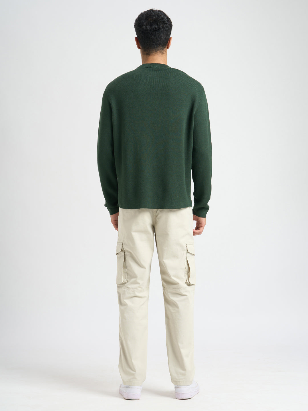 Solid Knitted Pullover - Green