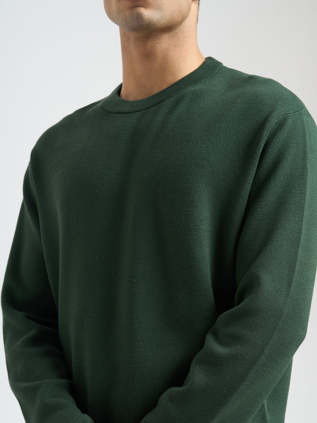 Solid Knitted Pullover - Green