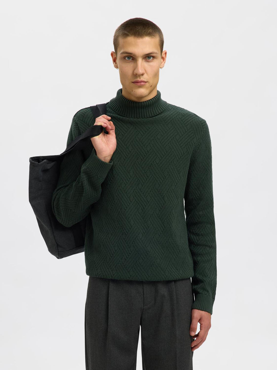 Buy Organic Cotton Structured Turtleneck Pullover for Men Online