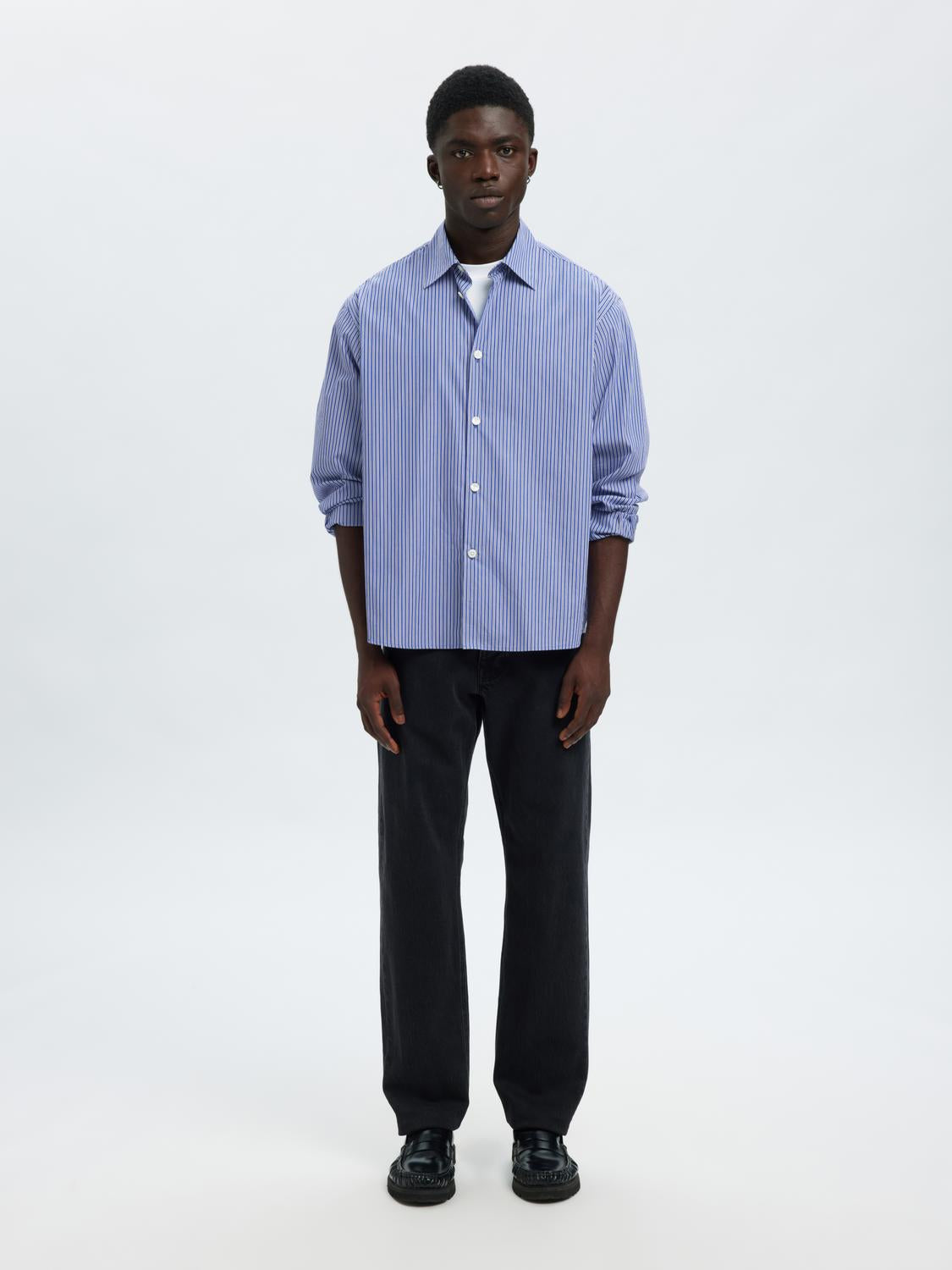 Blue Striped Relaxed Fit Shirt