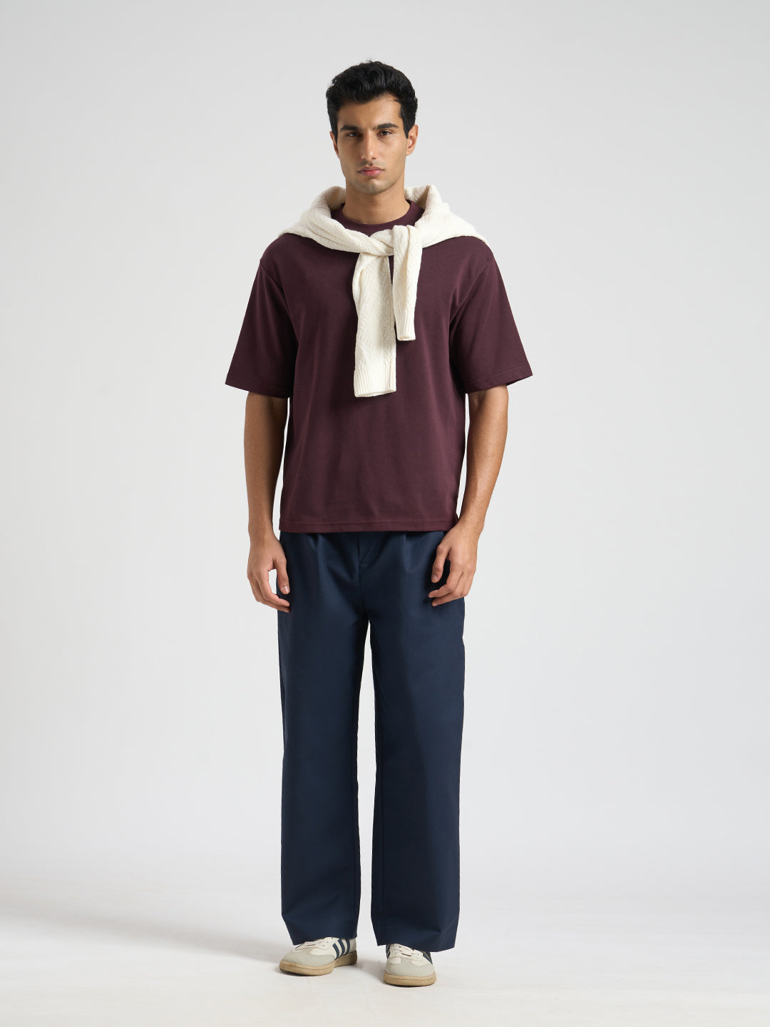 O-Neck Loose Fit T-shirt - Maroon