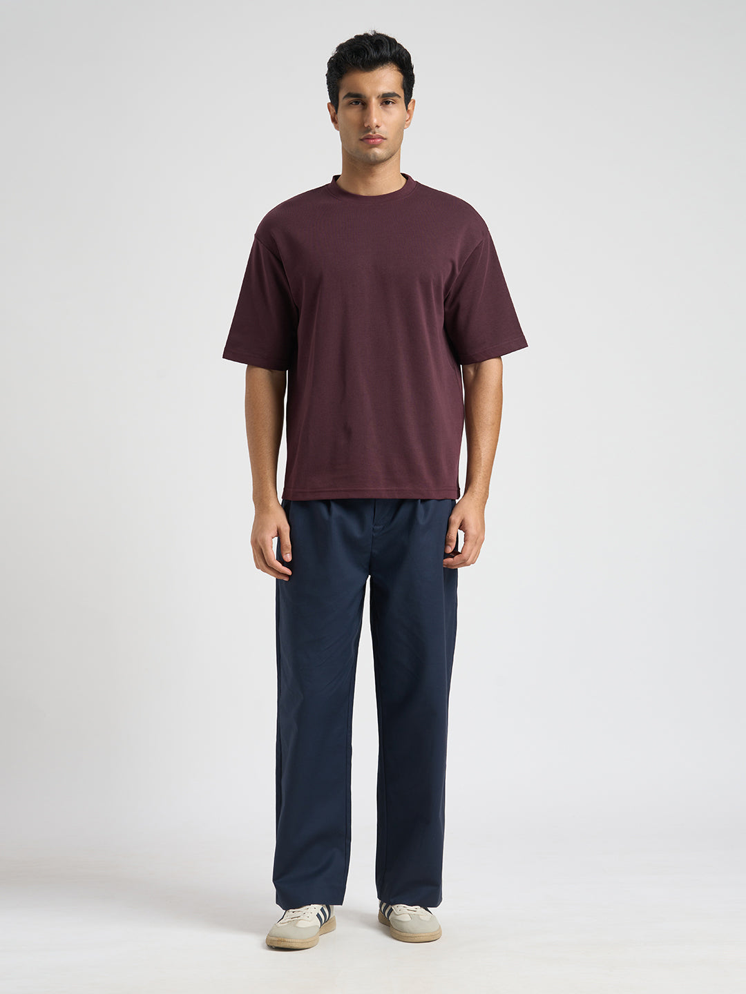 O-Neck Loose Fit T-shirt - Maroon