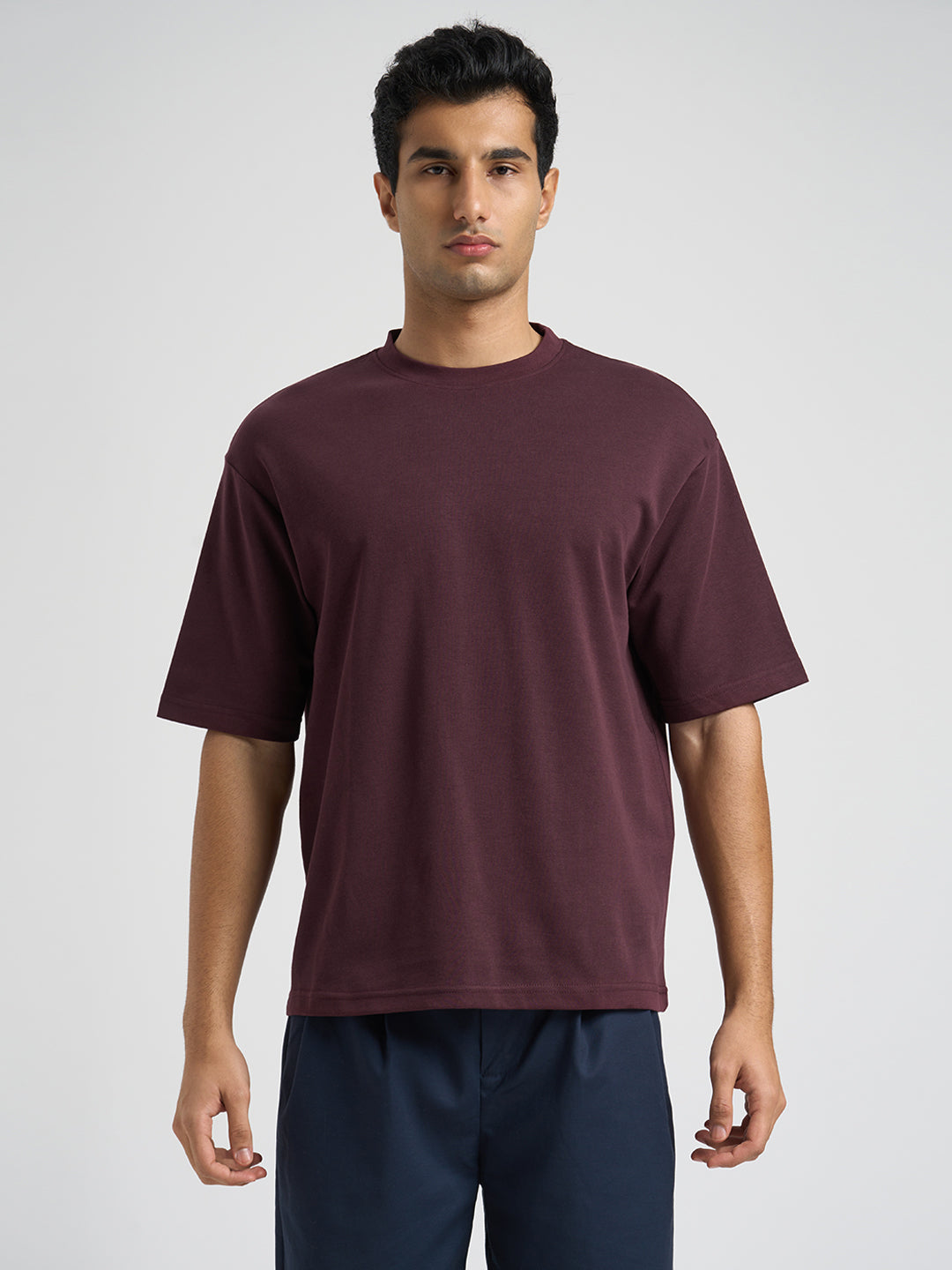 O-Neck Loose Fit T-shirt - Maroon