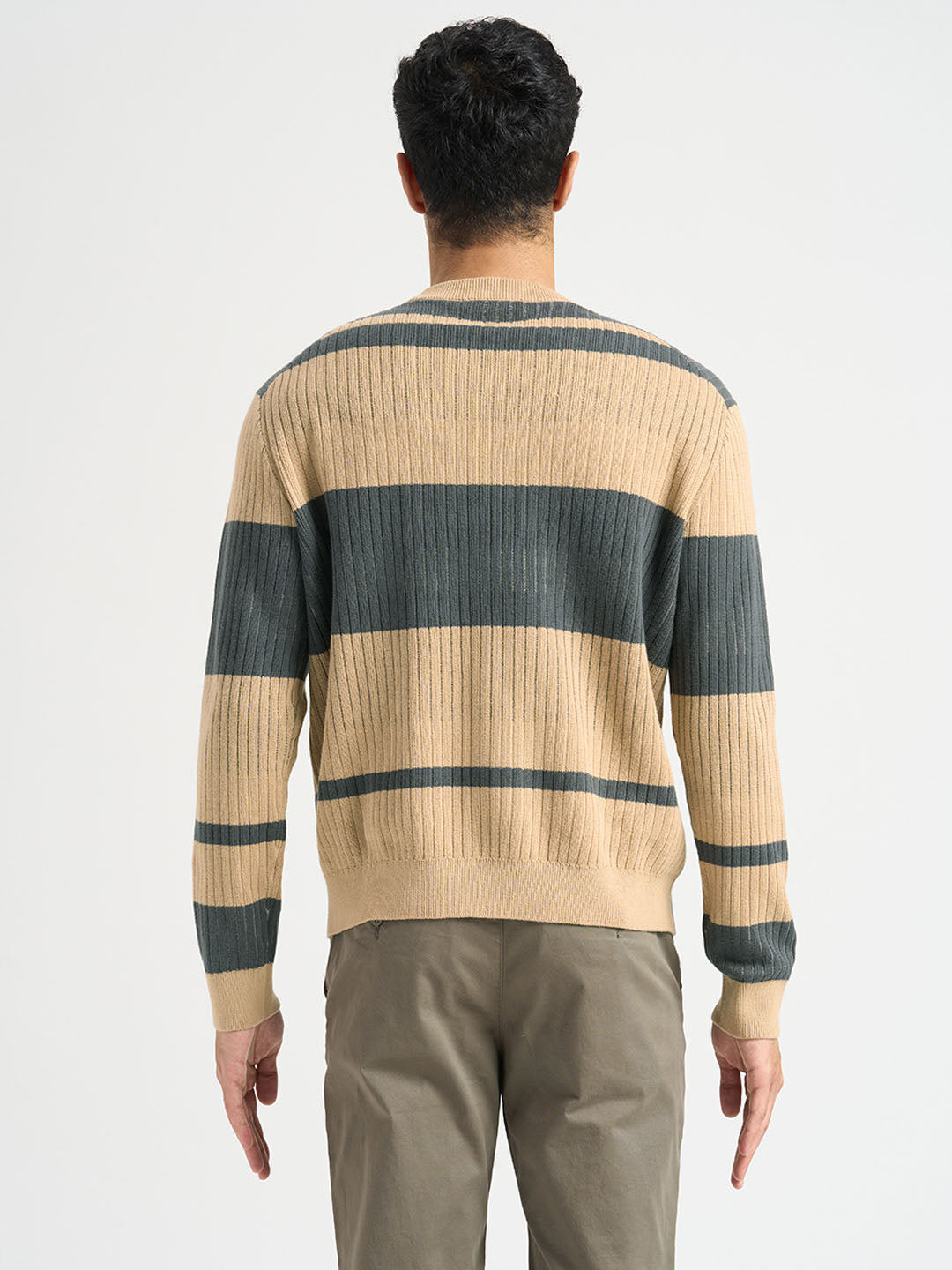 Organic Cotton Colourblocked Pullover - Beige