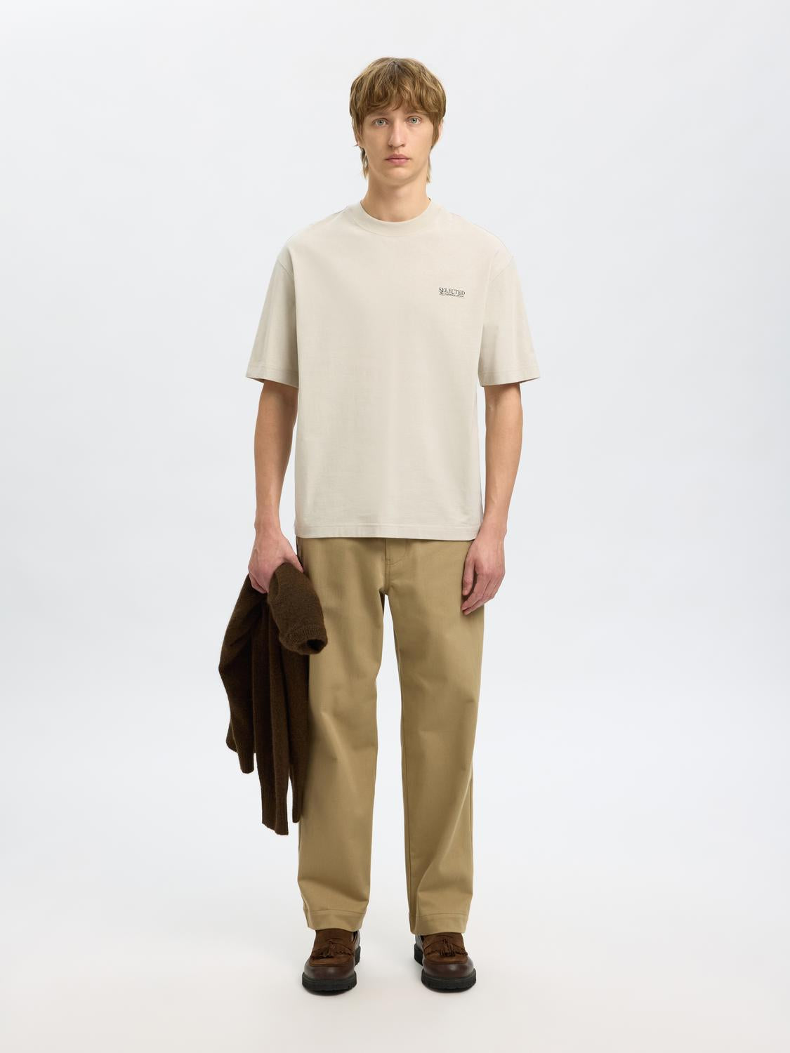 Beige Organic Cotton Relaxed Fit T-shirt