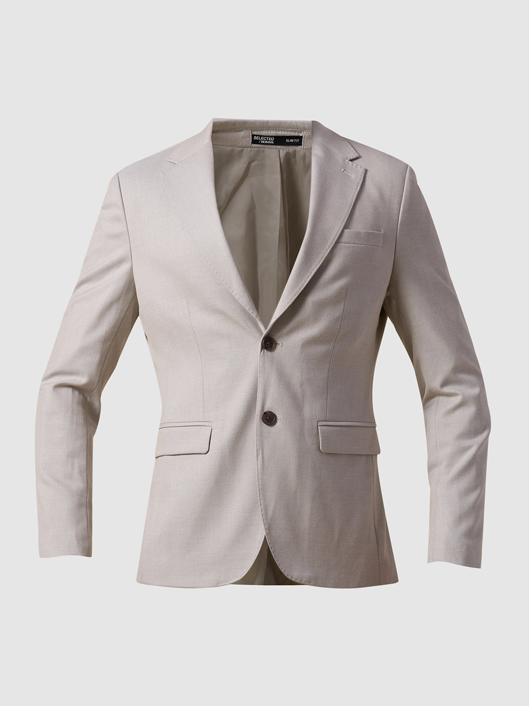 Beige Slim Fit Suit-Set Blazer