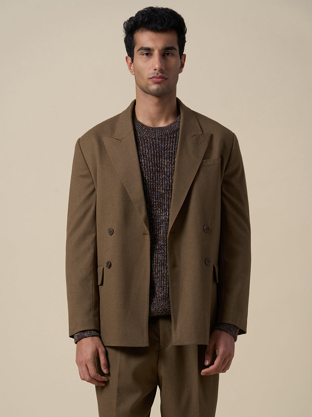 Relaxed Fit Double Breasted Blazer