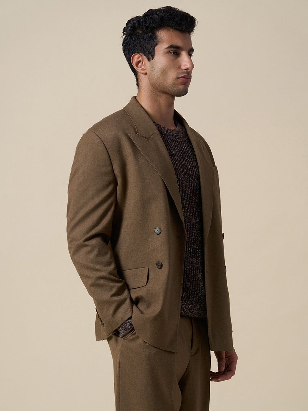 Relaxed Fit Double Breasted Blazer