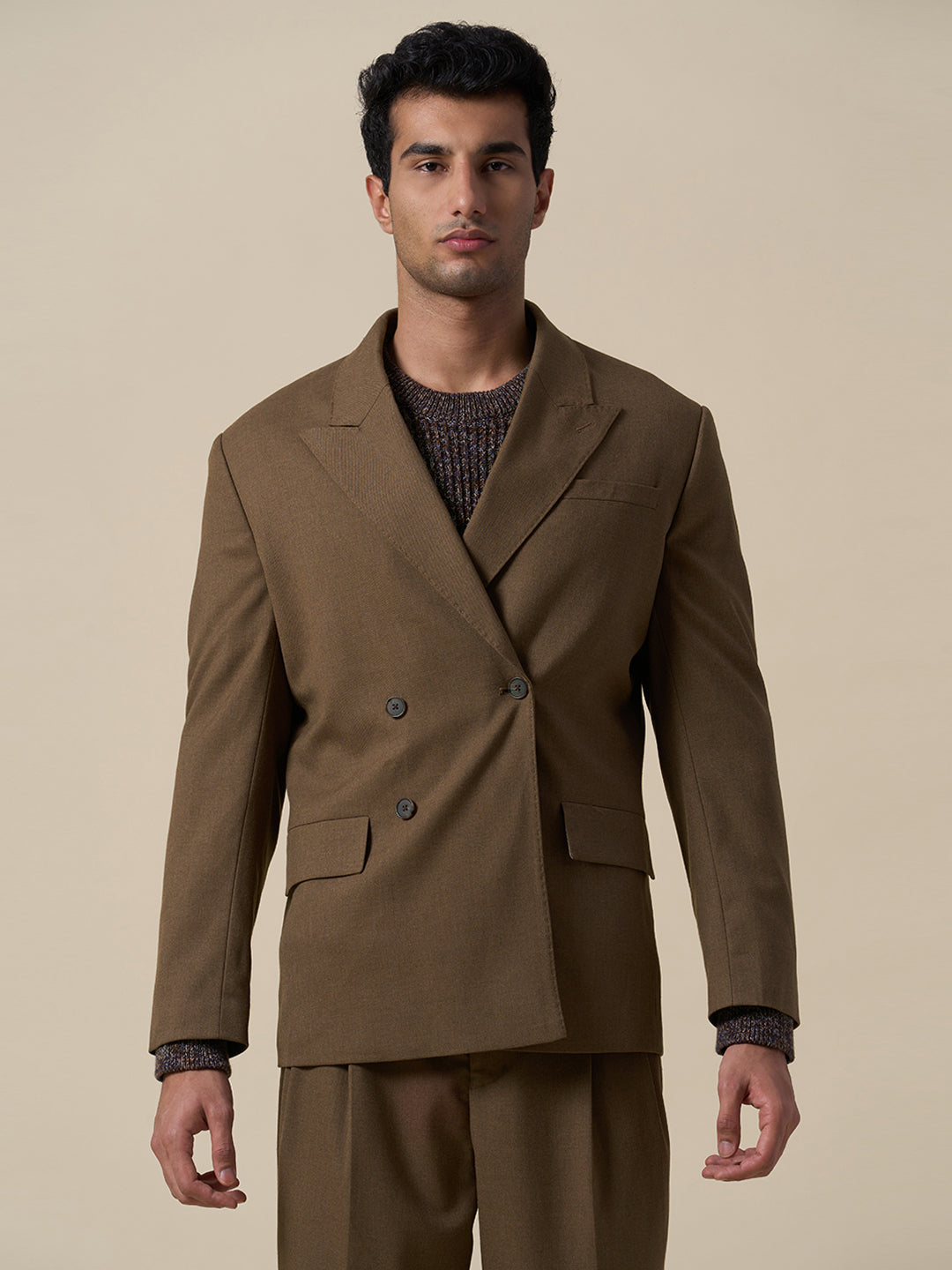 Relaxed Fit Double Breasted Blazer