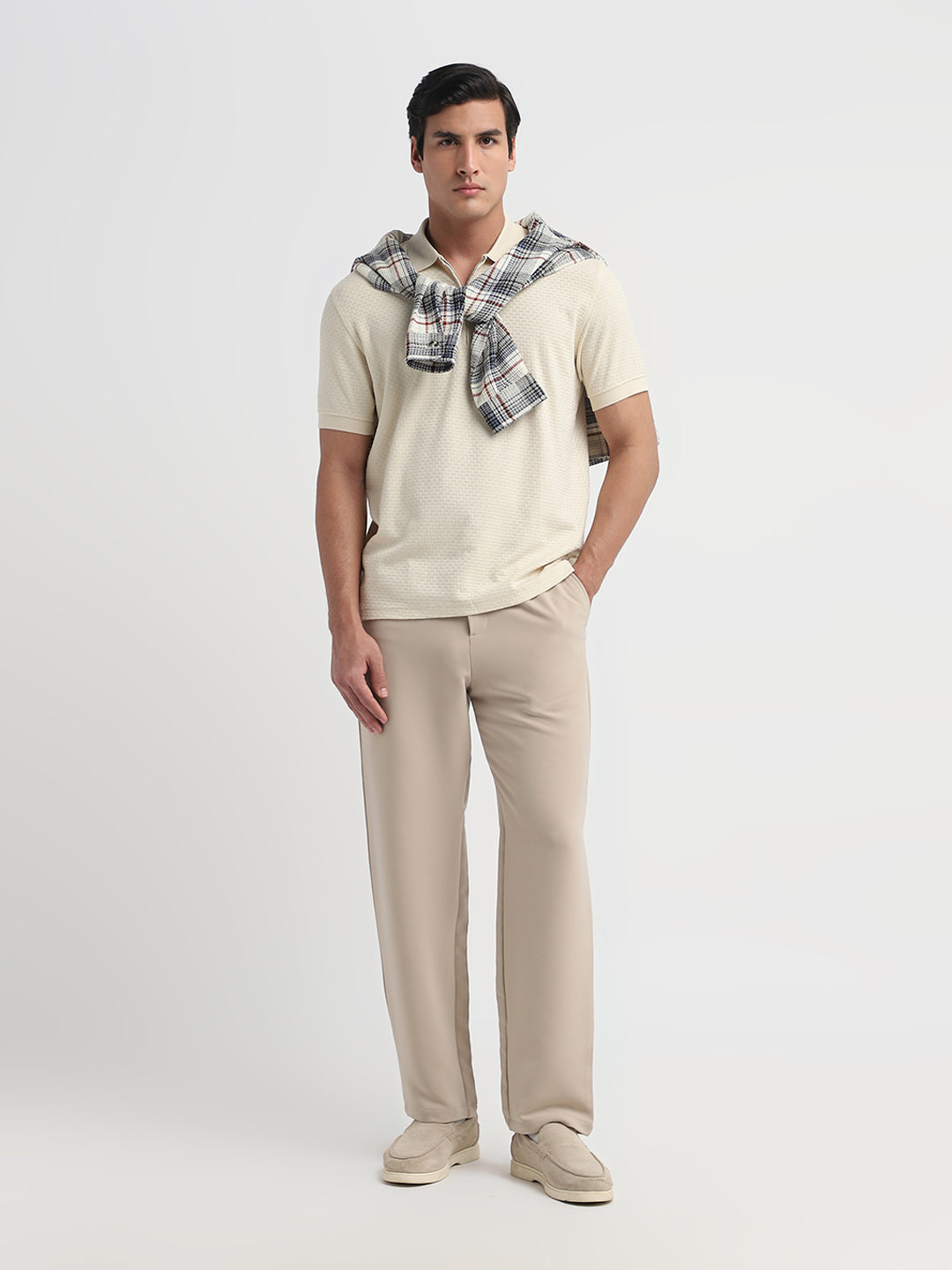 Organic Cotton Zip Polo - Light Beige
