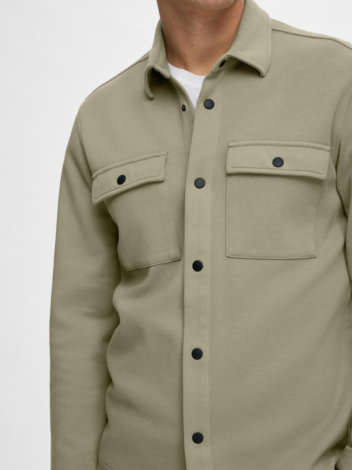 Classic Regular Collar Overshirt - Green