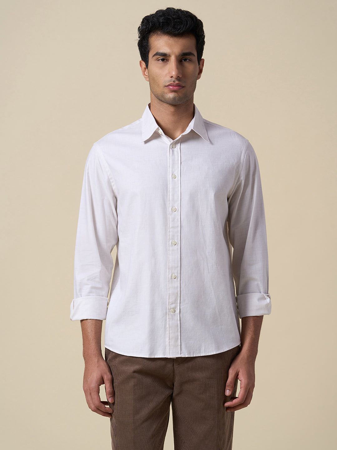 Full Sleeves Cotton Shirt - White