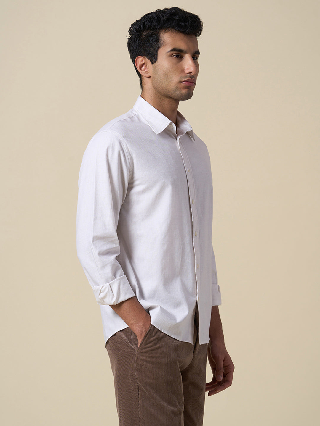 Full Sleeves Cotton Shirt - White