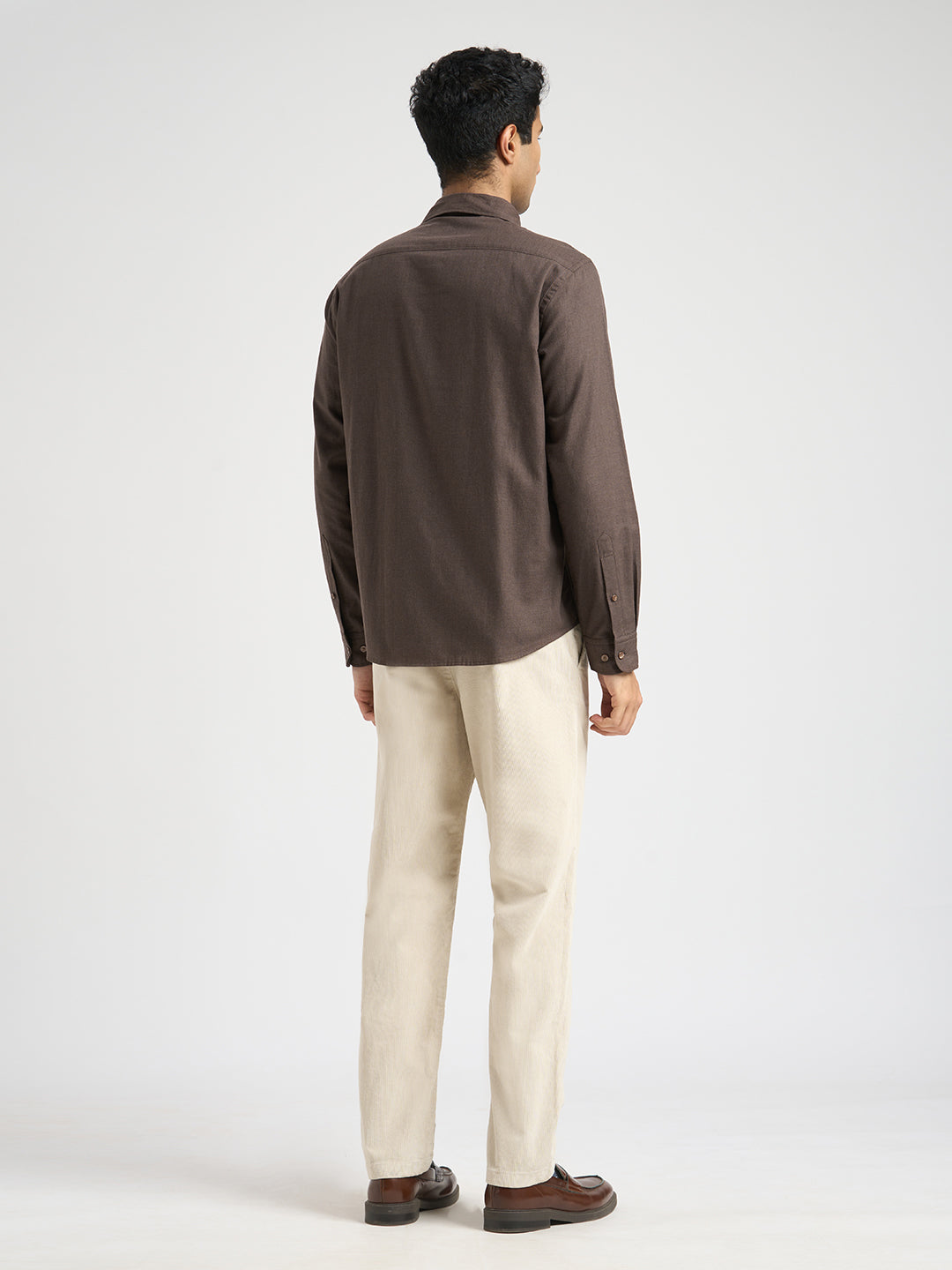 Full Sleeves Cotton Shirt - Brown