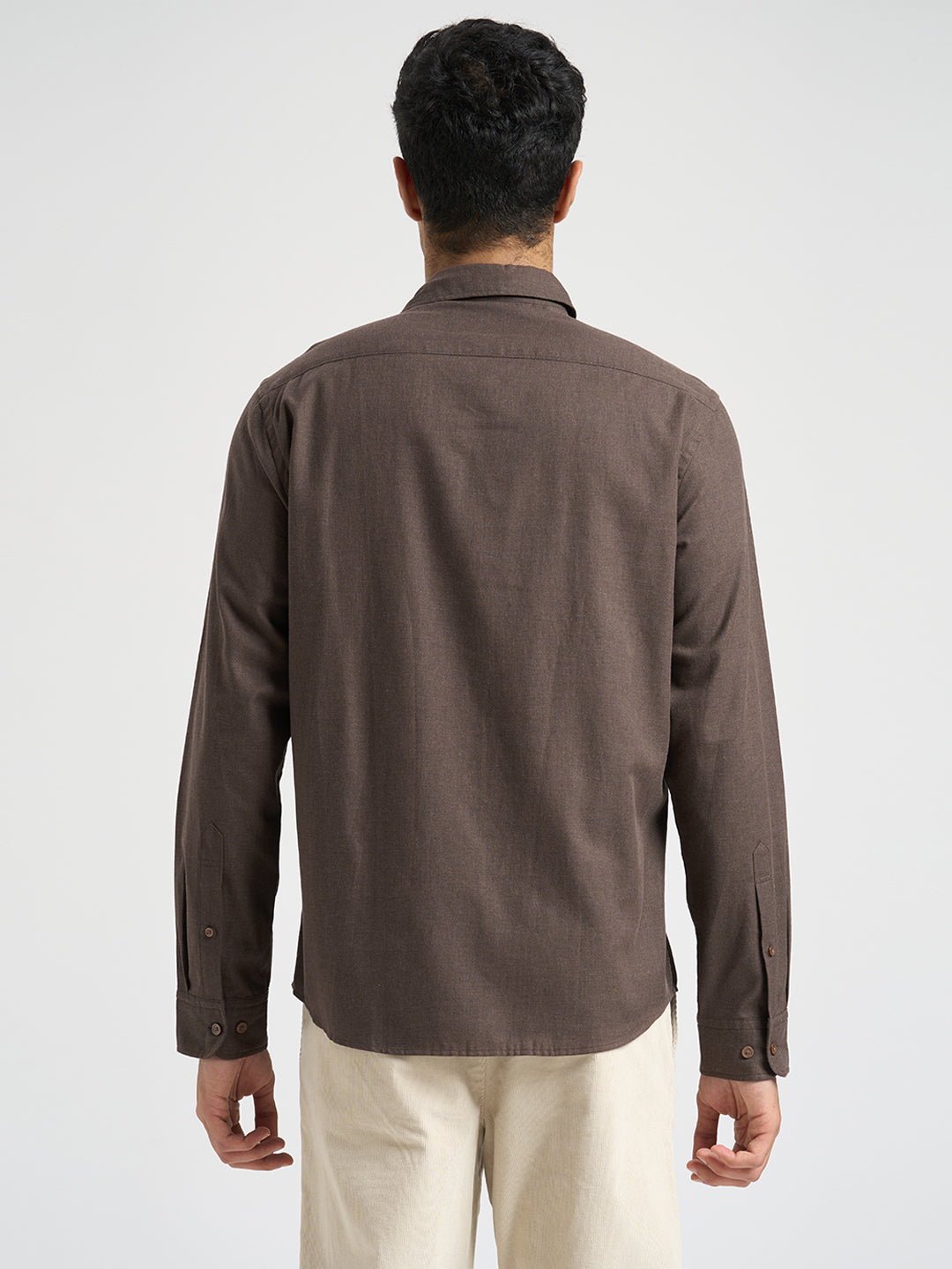 Full Sleeves Cotton Shirt - Brown