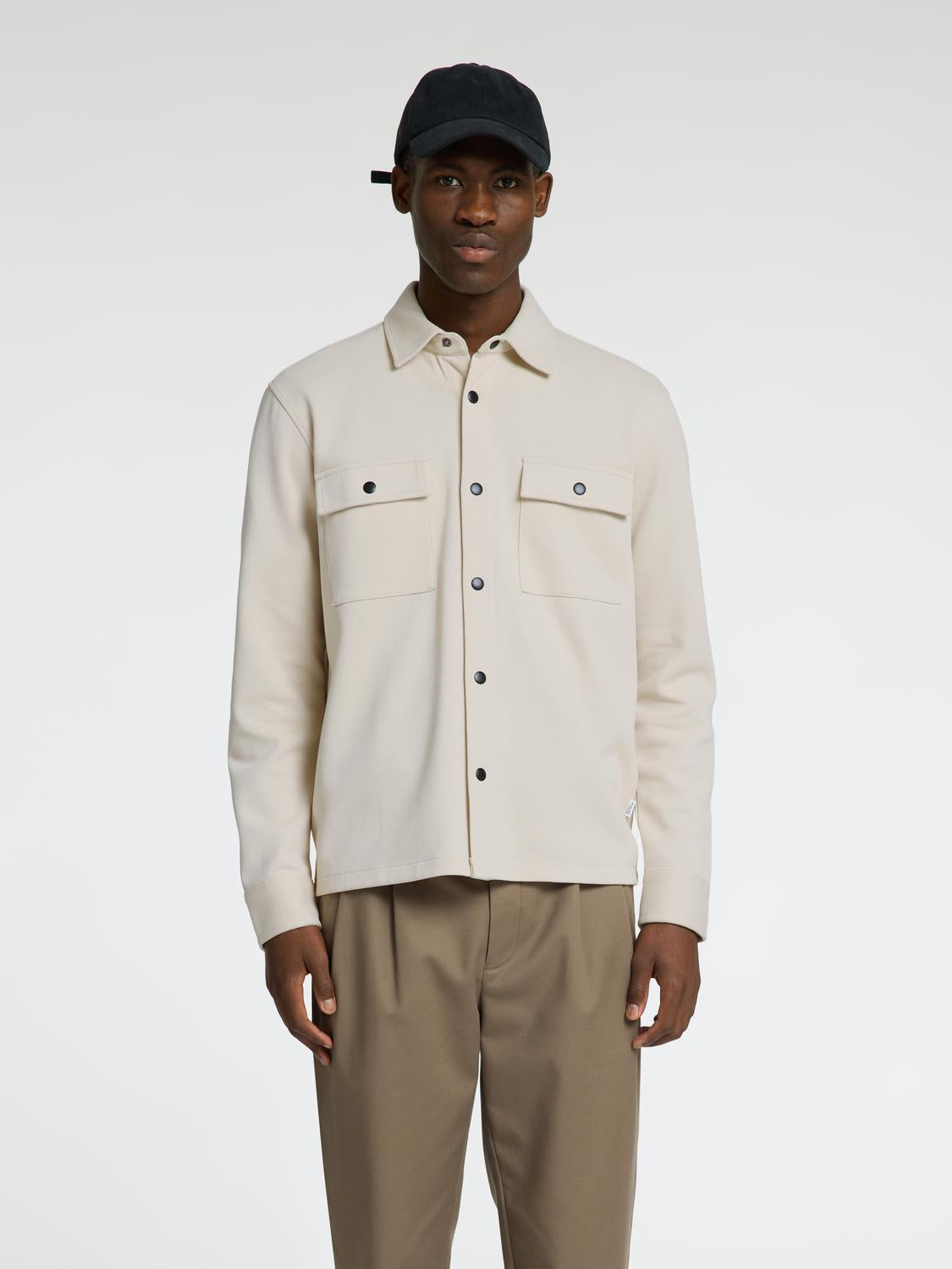 Classic Regular Collar Overshirt - Beige