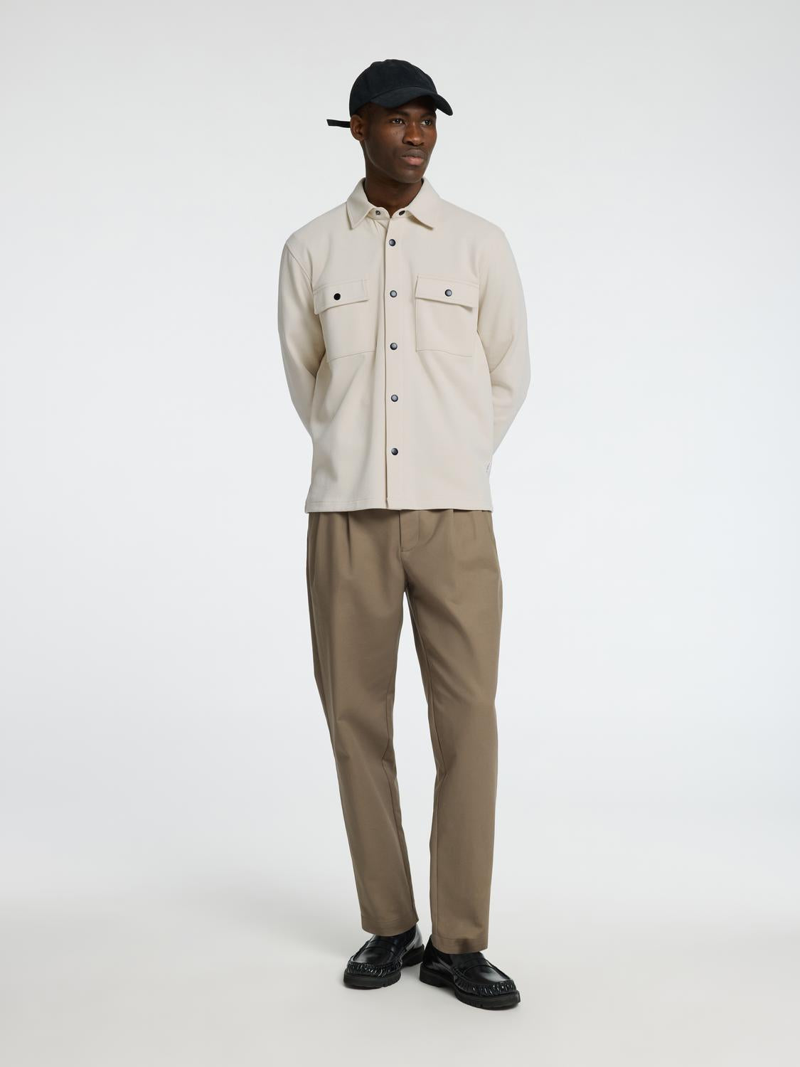 Classic Regular Collar Overshirt - Beige