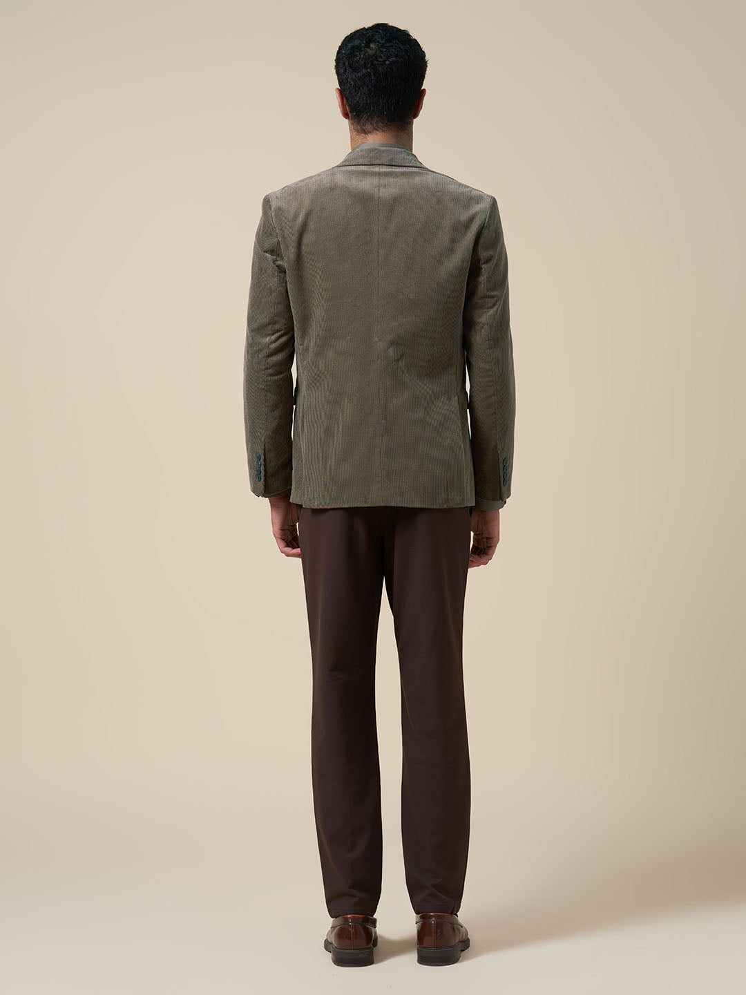 Regular Fit Corduroy Tailored Blazer - Brown