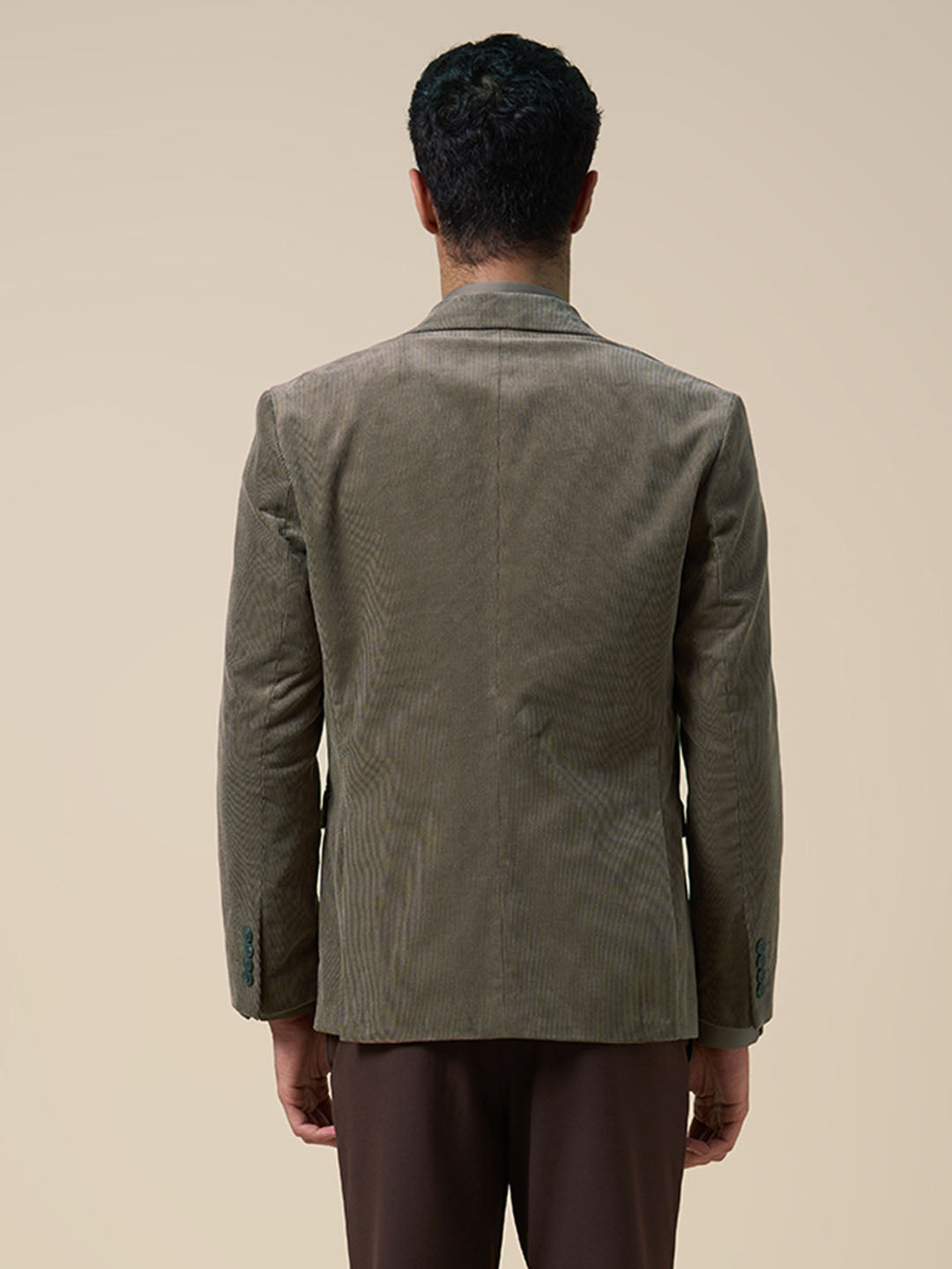 Regular Fit Corduroy Tailored Blazer - Brown