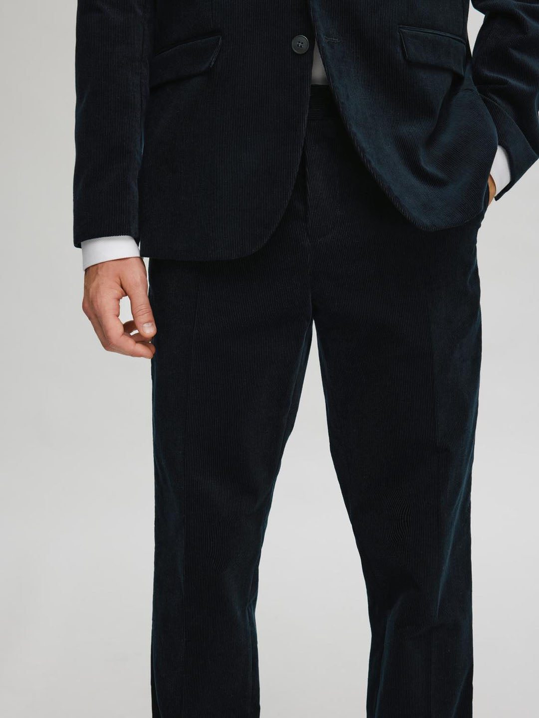 Regular Fit Corduroy Tailored Trousers - Deep Blue