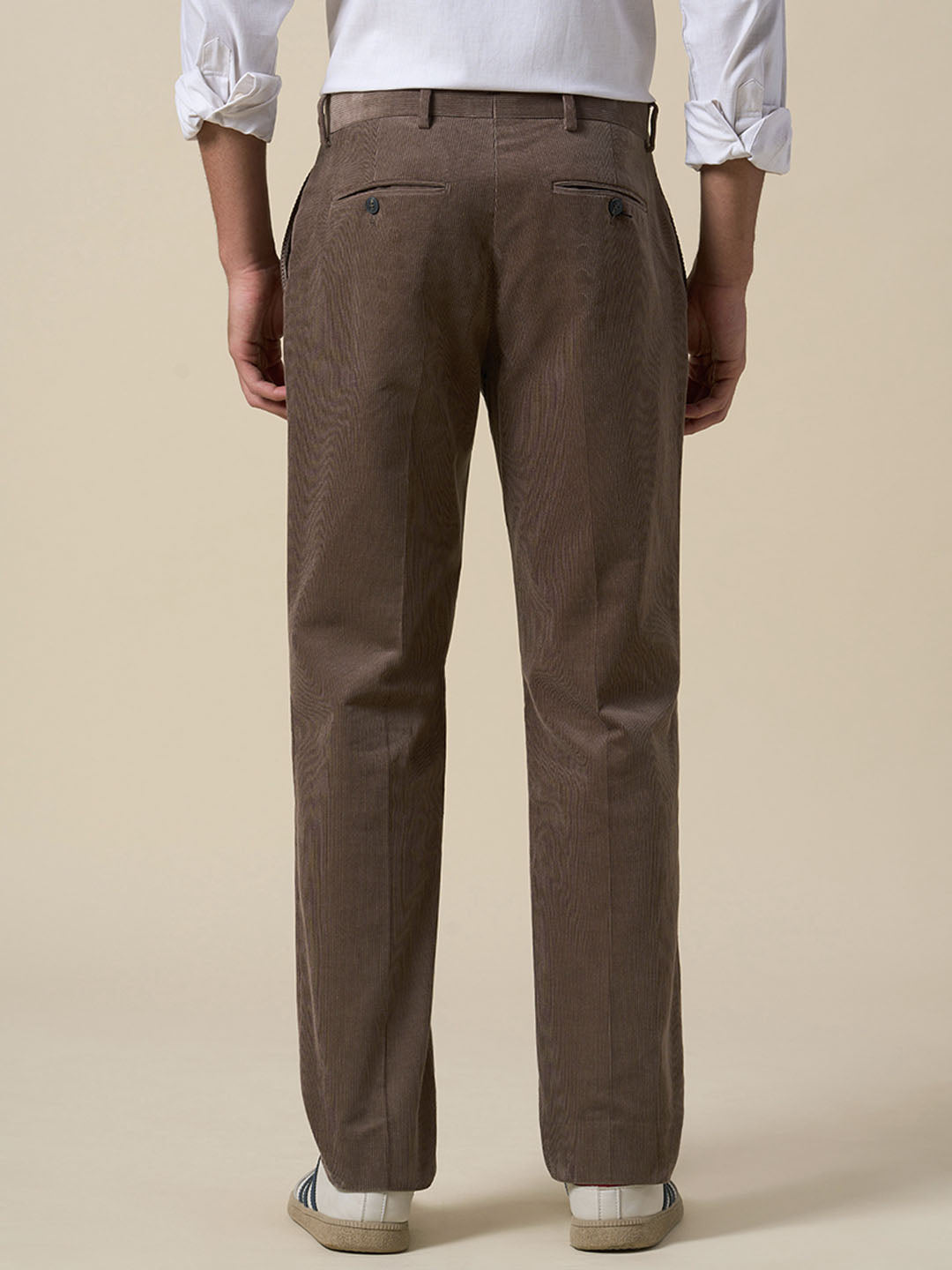 Regular Fit Corduroy Tailored Trousers - Brown