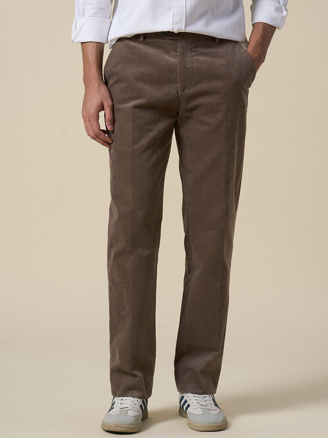 Regular Fit Corduroy Tailored Trousers - Brown
