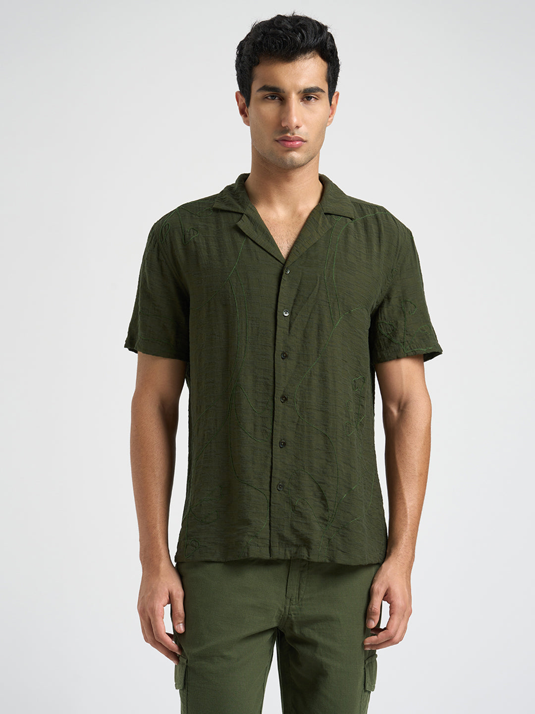 Printed Resort Collar Shirt - Green