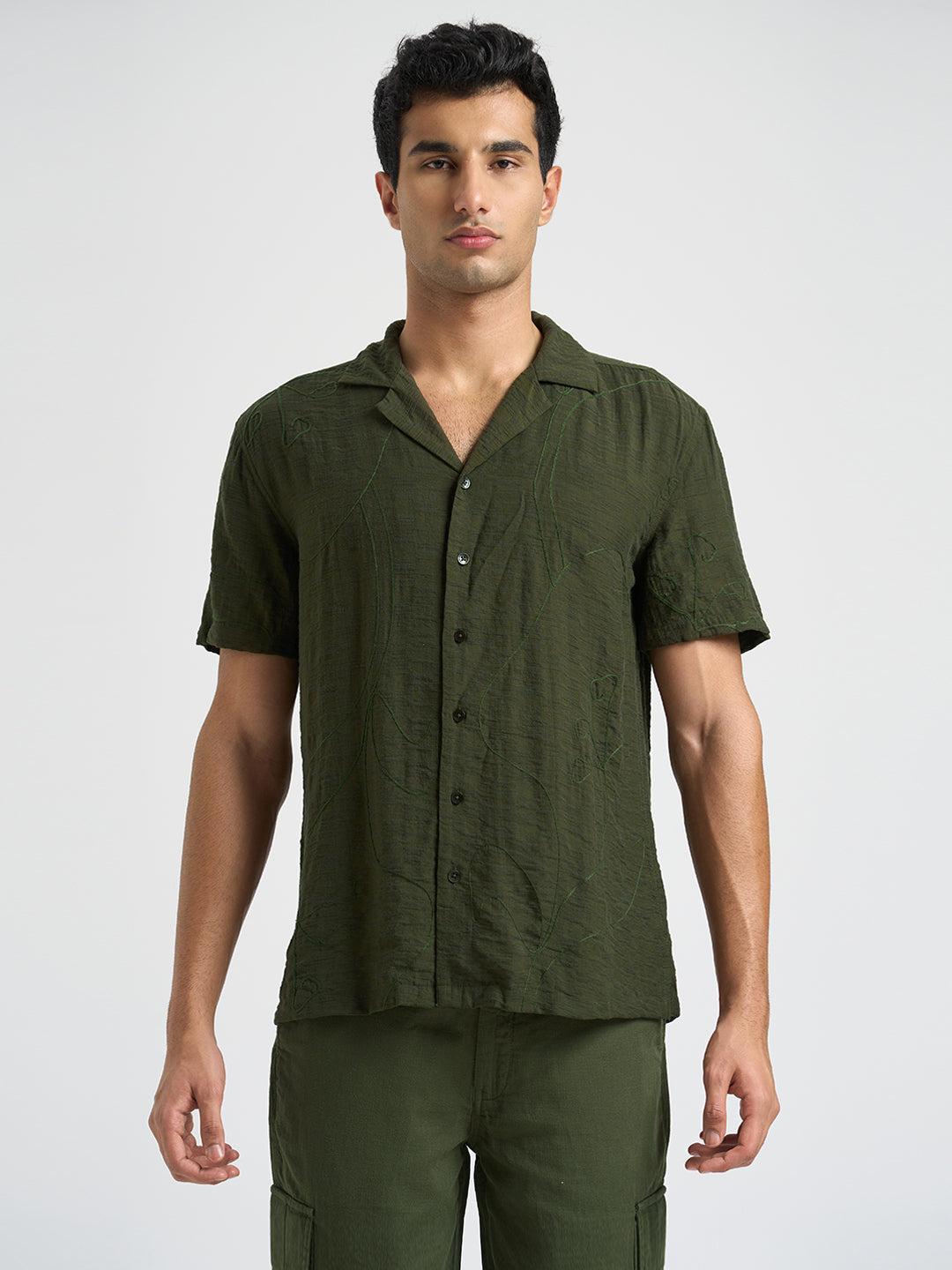 Printed Resort Collar Shirt - Green