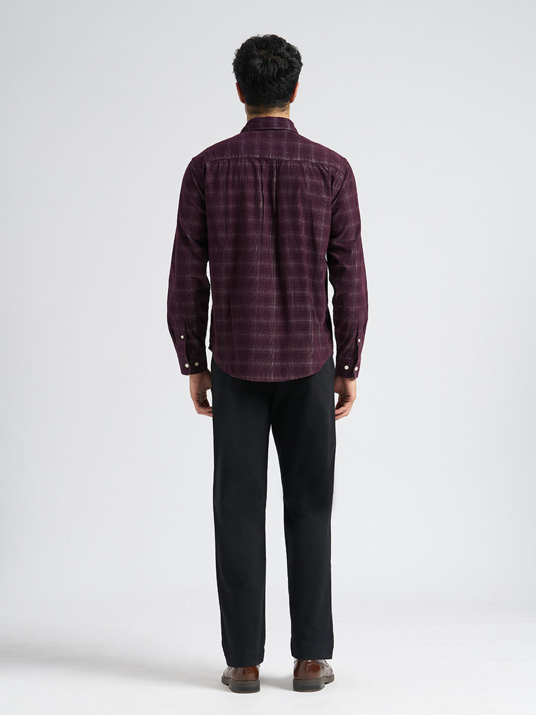 Corduroy Check Shirt - Maroon