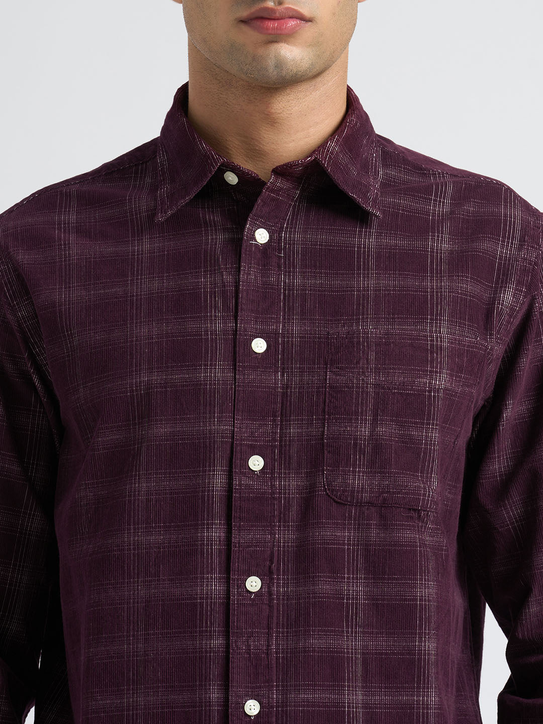 Corduroy Check Shirt - Maroon