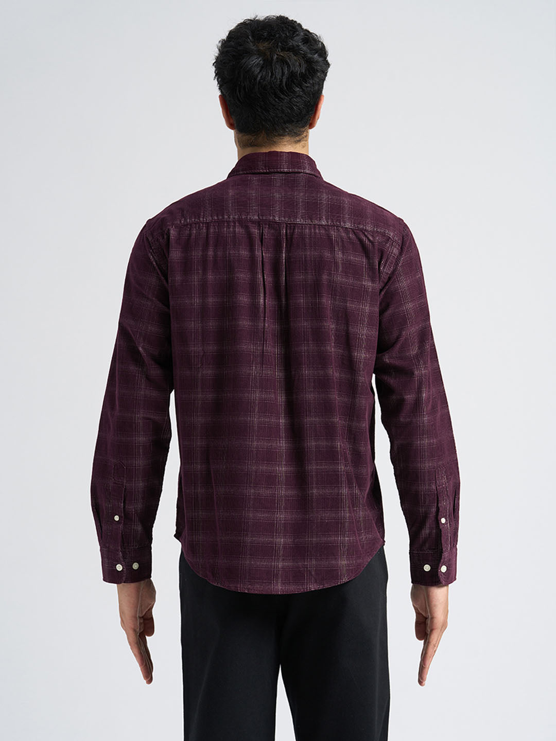Corduroy Check Shirt - Maroon