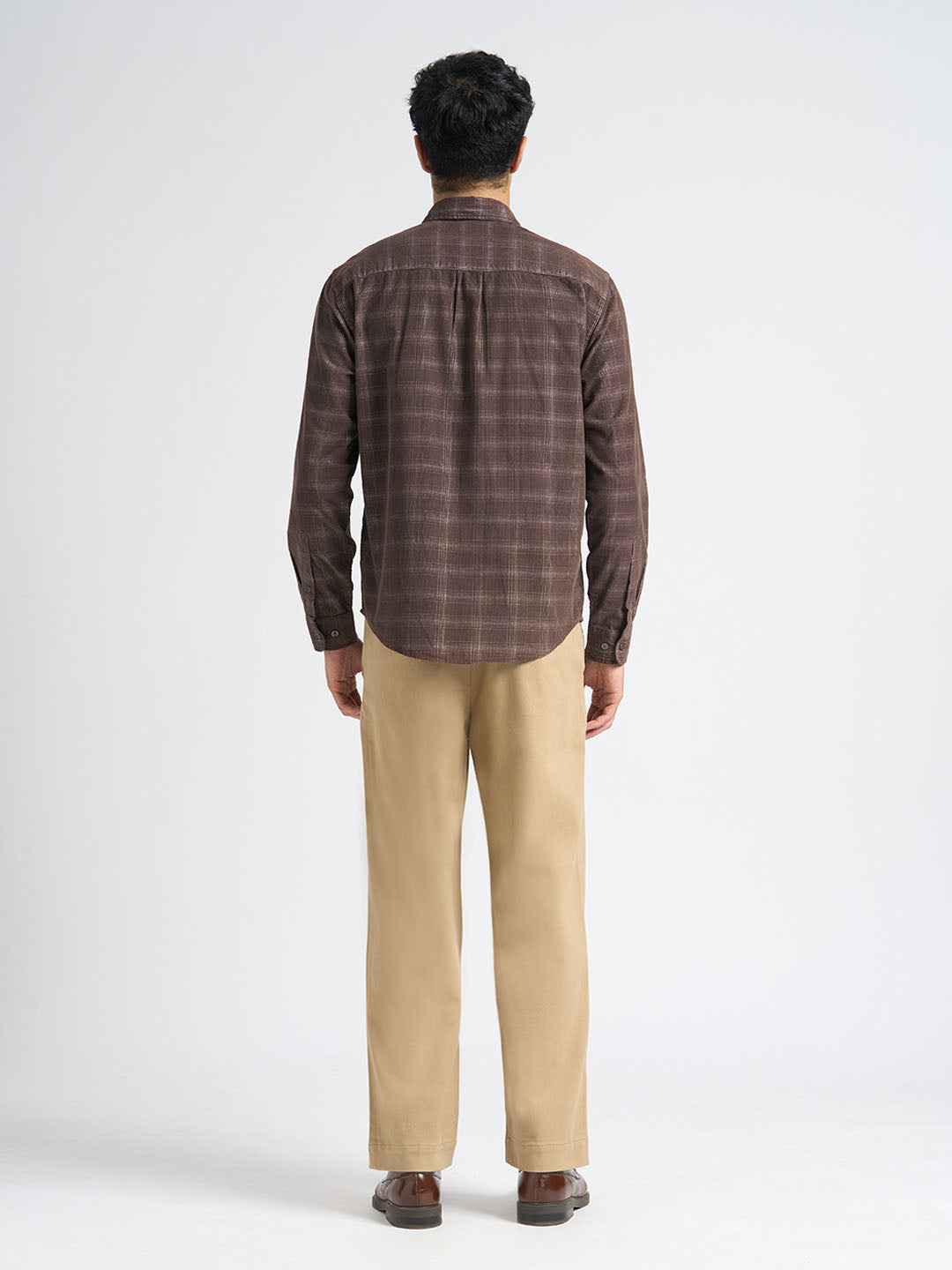 Corduroy Check Shirt - Brown
