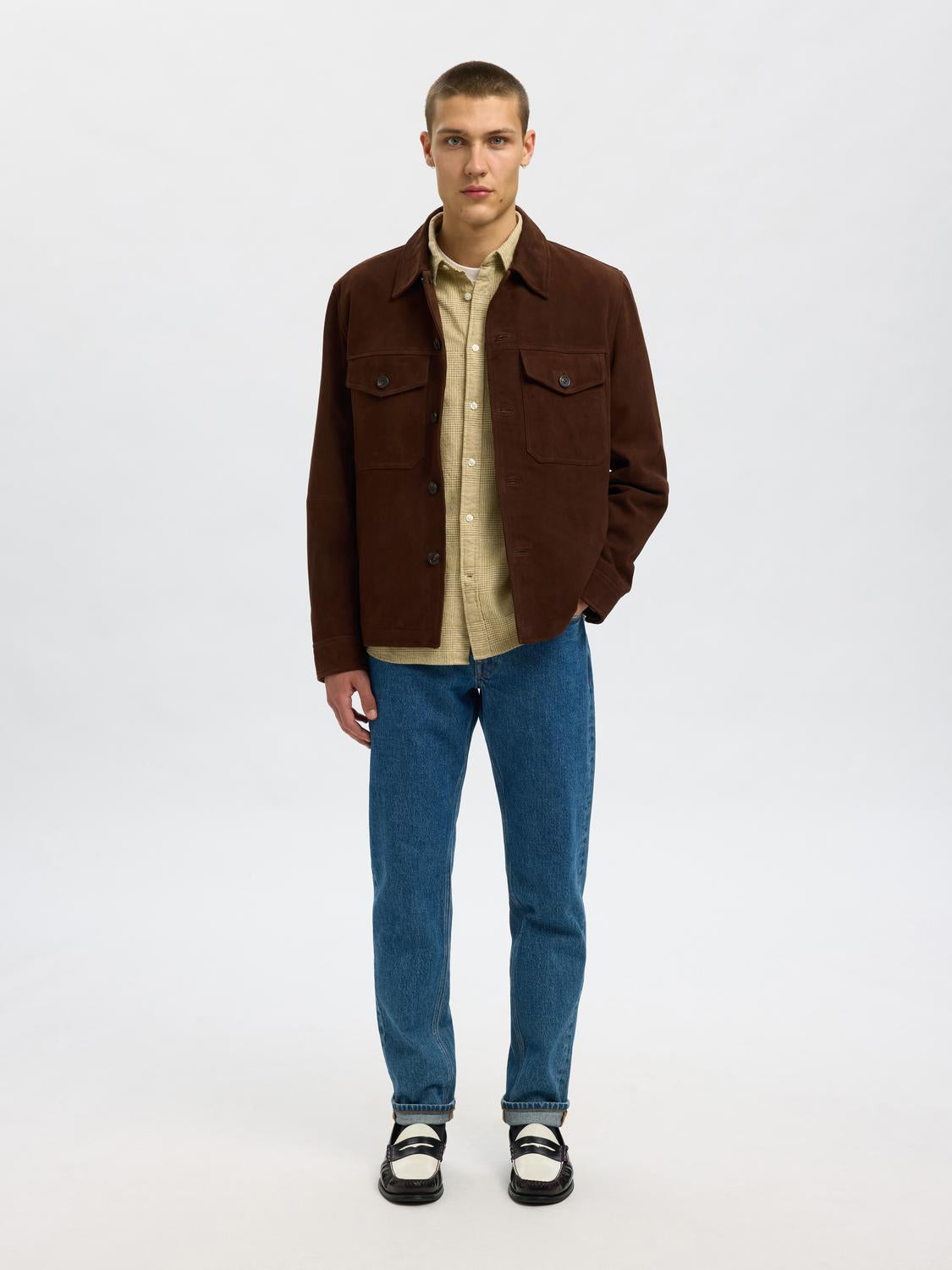 Organic Cotton Brushed Check Shirt - Beige