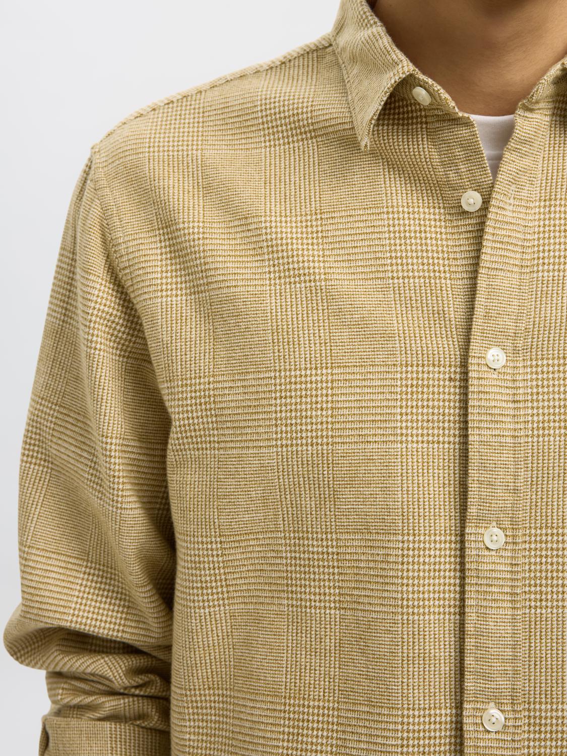 Organic Cotton Brushed Check Shirt - Beige