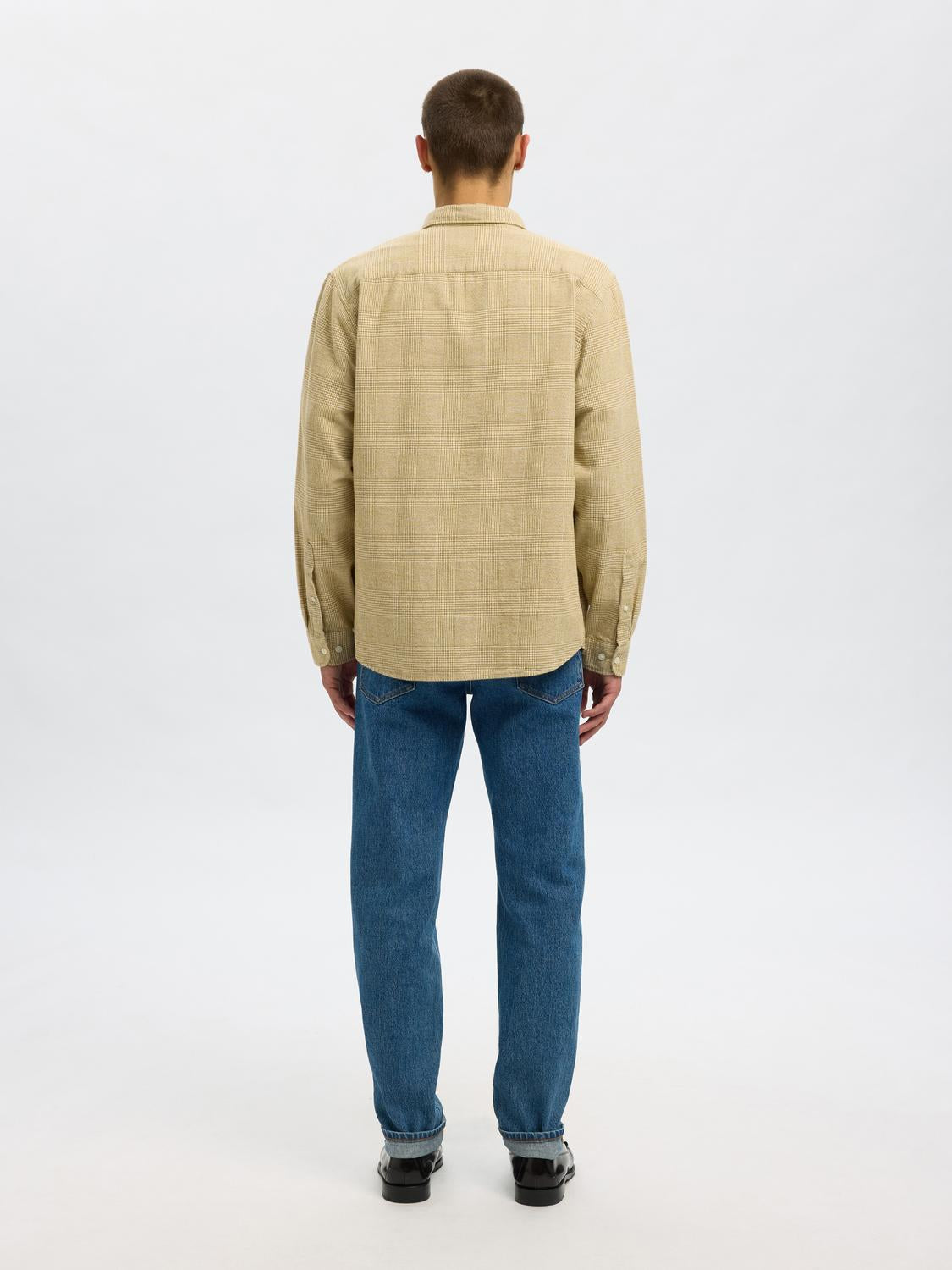 Organic Cotton Brushed Check Shirt - Beige