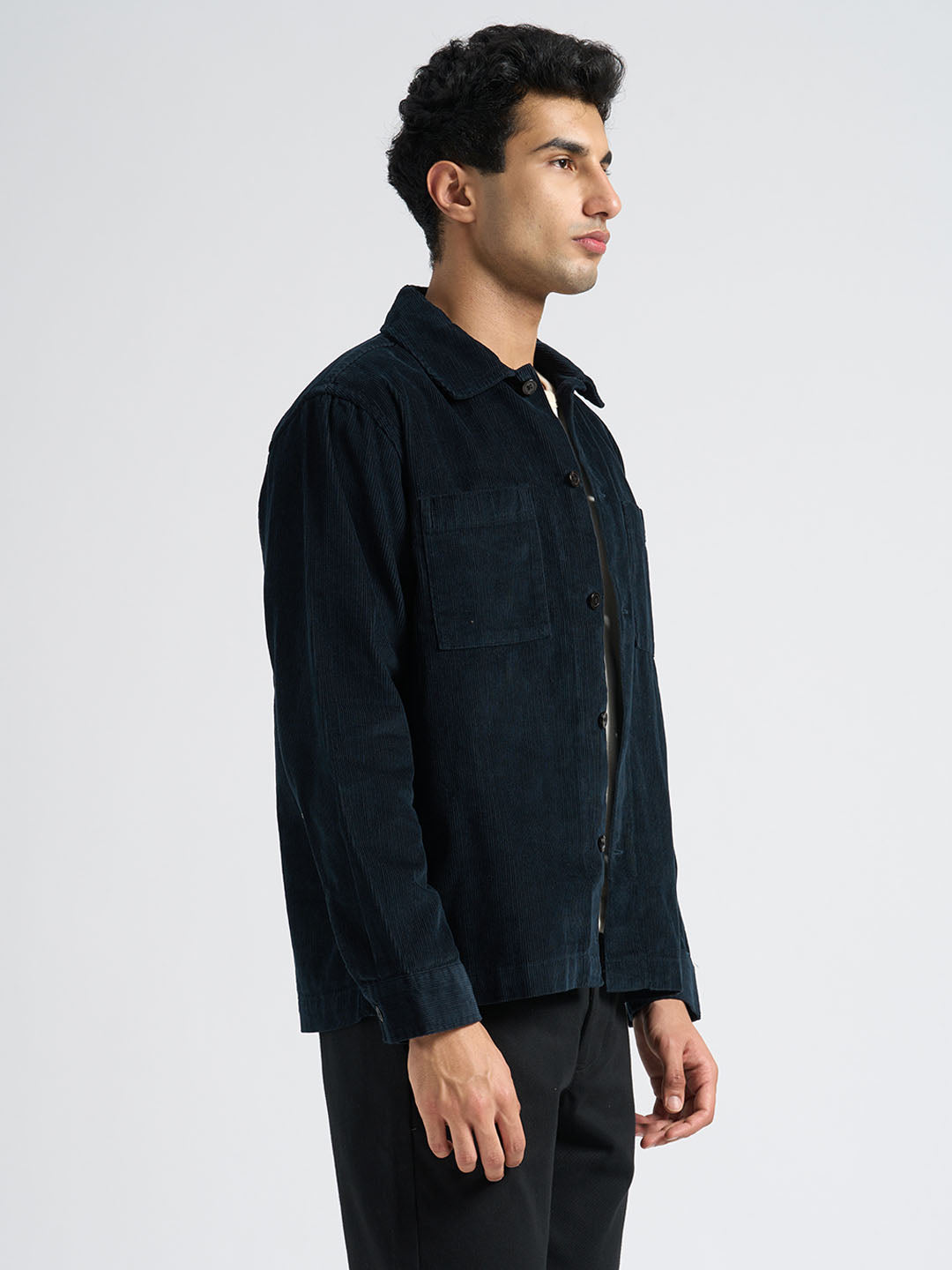 Organic Cotton Corduroy Overshirt - Blue