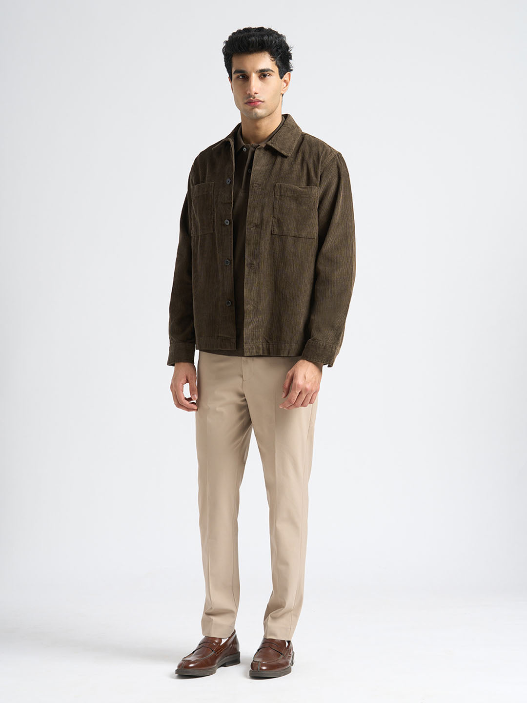 Organic Cotton Corduroy Overshirt - Brown