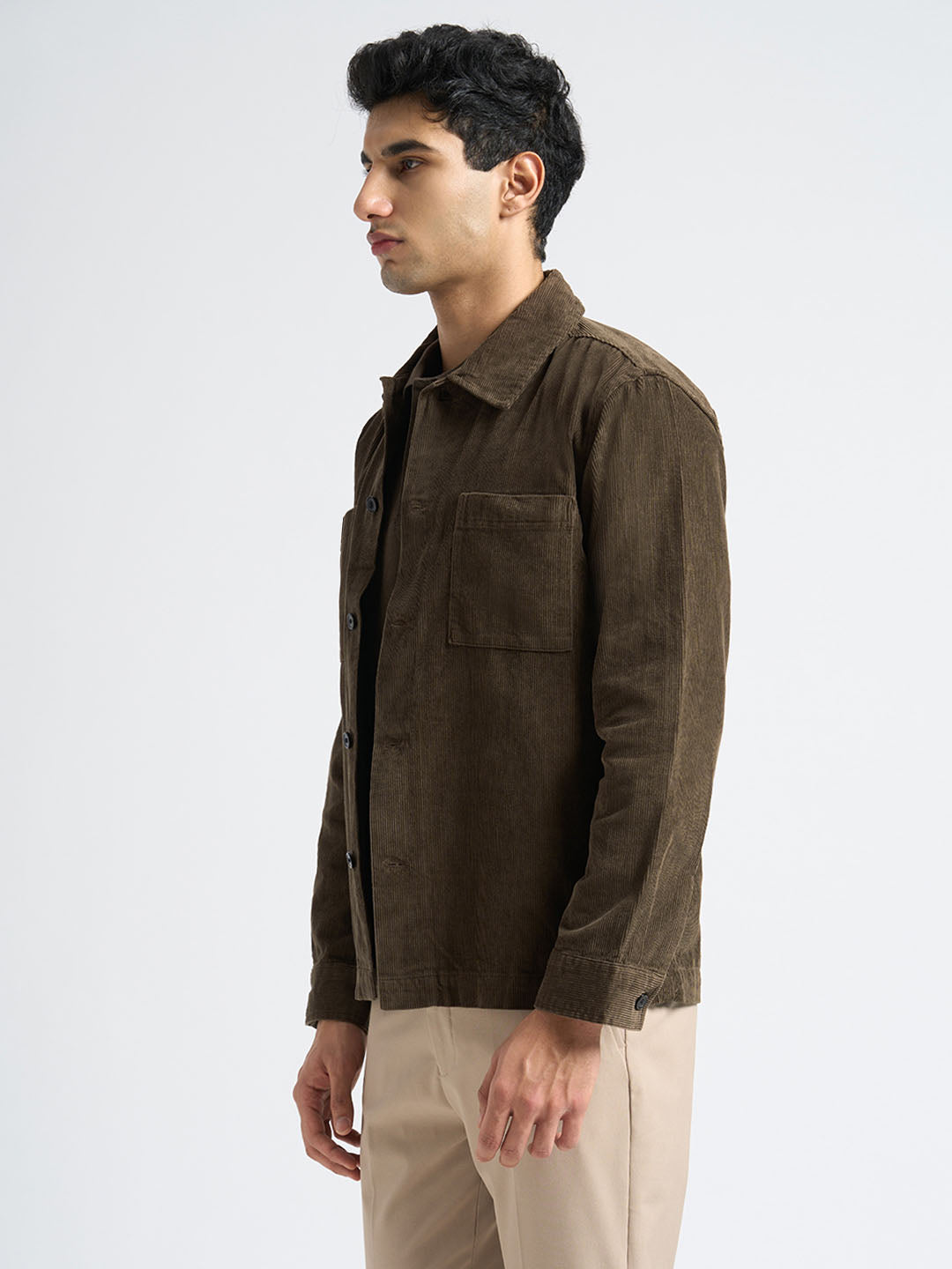 Organic Cotton Corduroy Overshirt - Brown